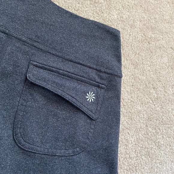 Athleta Fusion S Gray Heather Yoga Flare Wide Leg Pants Athleisure Flap Pockets - Picture 10 of 12